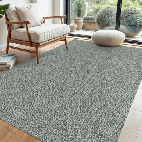 EARTHALL Washable Area Rug, Non Slip Entryway Rug, 4x6 Ft, Green/Grey