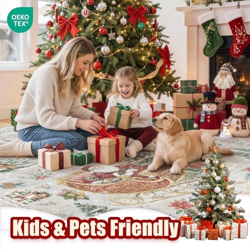 zesthome 3x5 Christmas Kitchen Rugs for Living Room, Grey Washable Area Rug