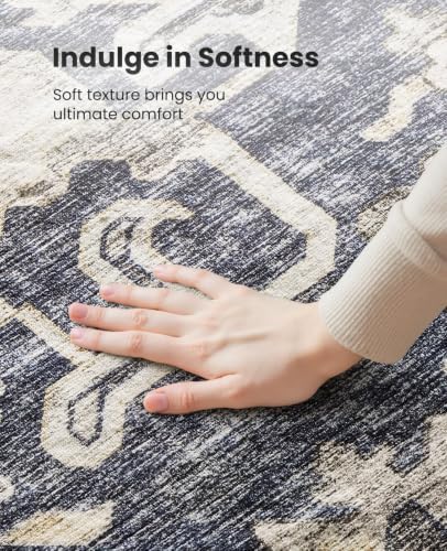 Amada 2x6 Washable Runner Rug for Kitchen and Entryway, Blue/Brown, Vintage