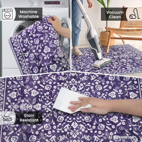 Washable Vintage 2x6 Runner Rug Non Slip Runners for Hallway