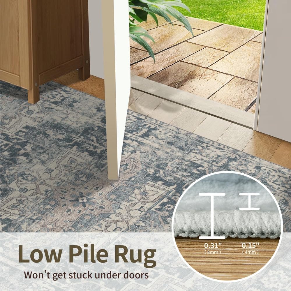 Rugxara Blue 9x12 Area Rugs for Living Room Bedroom Large Washable Rug