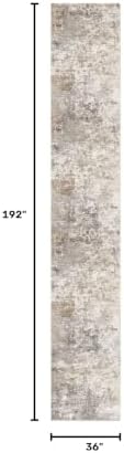 UERMEI 3x16 Washable Runner Rug for Hallway, Non Slip Low Pile Kitchen Carpet, Neutral Modern Abstract Indoor Floor Mat for Entryway Laundry, Kid & Pet Safe High Traffic Area, Brown Grey