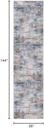 IOHOUZE Abstract Runner Rug 3x12 Ft Washable Runners for Hallways, Non Slip Kitchen Runner Printed Faux Wool Entryway Runner Indoor, Modern Abstract Floor Carpet for Hall Kitchen, Orange Grey