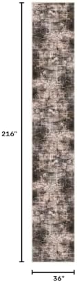 IOHOUZE Abstract Runner Rug 3x18 Ft Washable Runners for Hallways, Non Slip Kitchen Runner Printed Faux Wool Entryway Runner Indoor, Modern Abstract Floor Carpet for Hall Stair, Brown/Rust