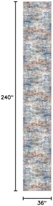 IOHOUZE Abstract Runner Rug 3x20 Ft Extra Long Washable Runners for Hallways, Non Slip Kitchen Runner Printed Faux Wool Entryway Runner Indoor, Modern Abstract Floor Carpet for Hall Stair, Blue Rust