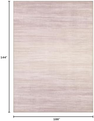 UERMEI 9x12 Washable Area Rug - Neutral Modern Abstract Living Room Rugs, Non-Slip Soft Large Indoor Floor Carpet for Bedroom Home Office & Under Dining Table Decor, Soft Pink