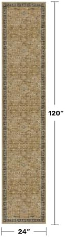 Washable 2x10 Entryway Long Runners for Hallways, Kitchen Floor Mat for Indoor Entrance, Vintage Rustic Brown and Charcoal Olive Decor, Non-Slip Stain Resistant Low-Pile Throw Rug