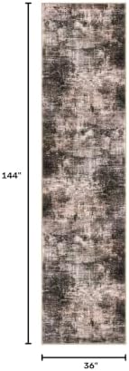 IOHOUZE Abstract Runner Rug 3x12 Ft Washable Runners for Hallways, Non Slip Kitchen Runner Printed Faux Wool Entryway Runner Indoor, Modern Abstract Floor Carpet for Hall Kitchen, Brown/Rust