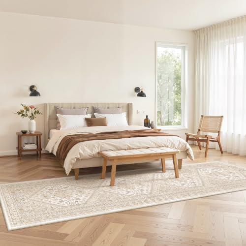 zesthome 2x10 Runner Rug Non Slip,Washable Hallway Runner Rug,Beige