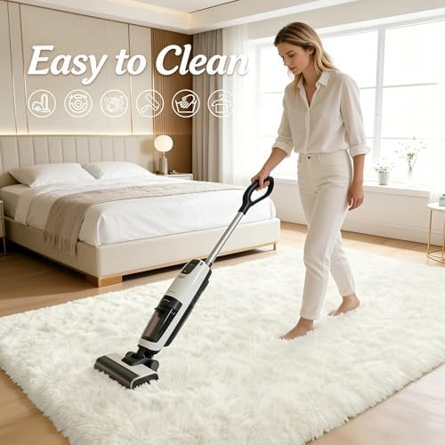OLANLY 2x6 Machine Washable Runner Rugs for Hallway, Soft Fluffy Shaggy Bedside Rugs for Bedroom, Living Room, Indoor Floor Carpet for Kids Girls and Boys, Nursery Rooms, Home Decor Aesthetic, Ivory