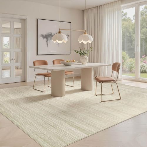 UERMEI 7x9 Washable Area Rug - Neutral Modern Abstract Living Room Rugs, Non-Slip Soft Large Indoor Floor Carpet for Bedroom Home Office & Under Dining Table Decor, Brown/Beige