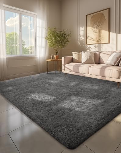 Ophanie 6x9 Area Rugs,Upgrade Non-Slip Fluffy Soft Rugs for Living Room,Large Shag Grey Fuzzy Plush Rug,Gray Shaggy Big Carpets for Bedroom,Kids Boys Girls Dorm Decor with Over 99 pcs Pile fibers