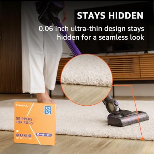 ZONGOOL 32PCS Rug Tape Non Slip Rug Pad Grippers Double Sided Carpet Tape
