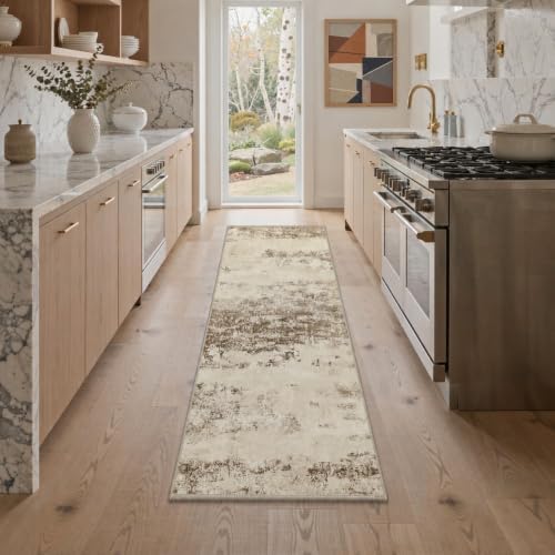 BEIMO 8x10 Antique Beige Abstract Area Rug, Washable Non-Slip for Bedroom