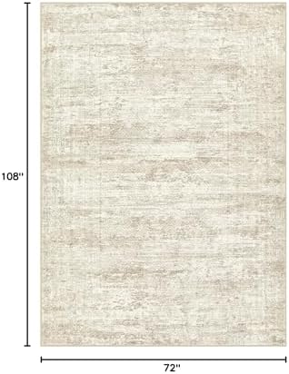 UERMEI 6x9 Area Rug Living Room Rugs - Washable Neutral Modern Abstract Soft Thin Rug Indoor Floor No Slip Rug Carpet for Bedroom Under Dining Table Home Office Decor - Beige/Brown