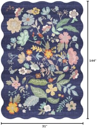 Washable 2'6x12 Hallway Runner Rug: Entryway Non Slip Floral Rug Farmhouse Soft Stain Resistant Carpet for Kitchen Bathroom Bedroom Low Pile Pet Friendly Floor Mat for Living Room(2'6x12/Purple)