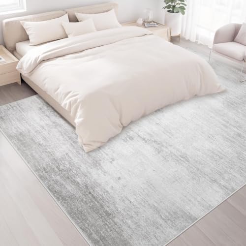 Area Rugs 8x10 Living Room: Washable Rug Modern Abstract Large Rugs Soft Non Slip Neutral Rug Stain Resistant Indoor Carpet for Bedroom Kitchen Dining Room Home Office Rugs(Grey,8'x10')