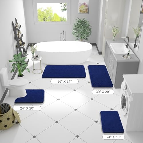 OLANLY Bathroom Runner Rugs 40x24, Extra Soft Absorbent Chenille Bath Rugs