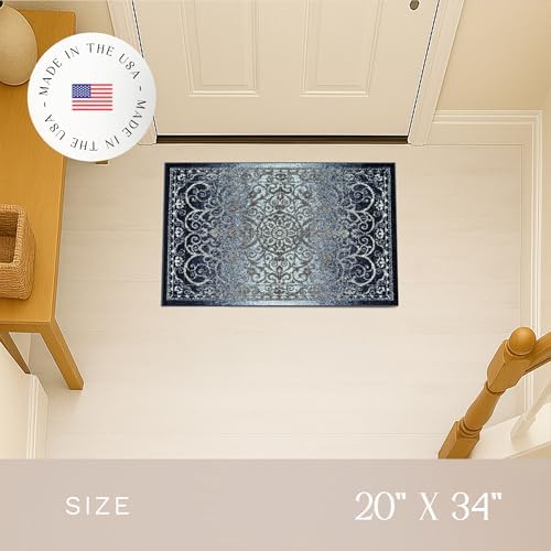 Maples Rugs Pelham Vintage Medallion Area Rugs, 1'8 x 2'10, Navy/Grey