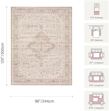 Rugxara Pink 8x10 Area Rugs,Large Rugs for Living Room