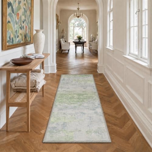 BEIMO 6x9 Area Rug for Bedroom, Light Green Washable Abstract Non Slip Rug