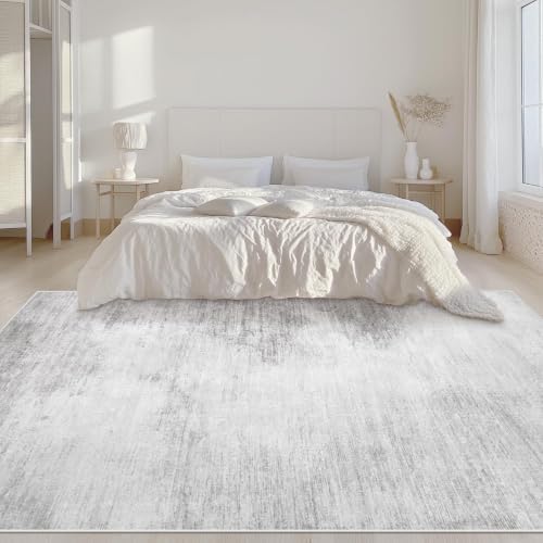 Area Rugs 6x9 Living Room: Washable Rug Modern Abstract Large Rugs Soft Non Slip Neutral Rug Stain Resistant Indoor Carpet for Bedroom Kitchen Dining Room Nursery Home Rugs(Grey,6'x9')