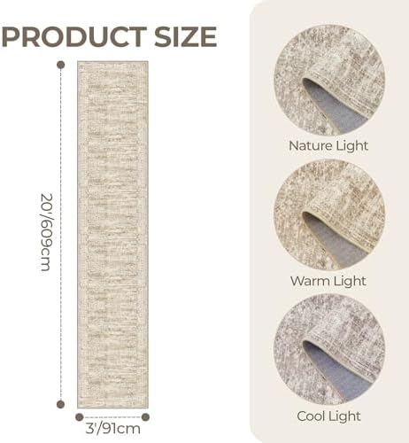 3x20 Runner Rug Non Slip,Washable Hallway Runner Rug,Brown
