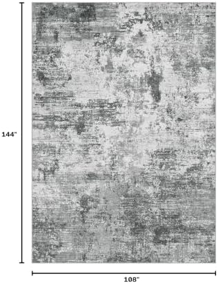 UERMEI 9x12 Area Rug for Living Room - Washable Neutral Modern Abstract Carpet, Non-Slip Soft Large Indoor Floor Rugs for Bedroom Home Office & Under Dining Table Decor, Grey Black