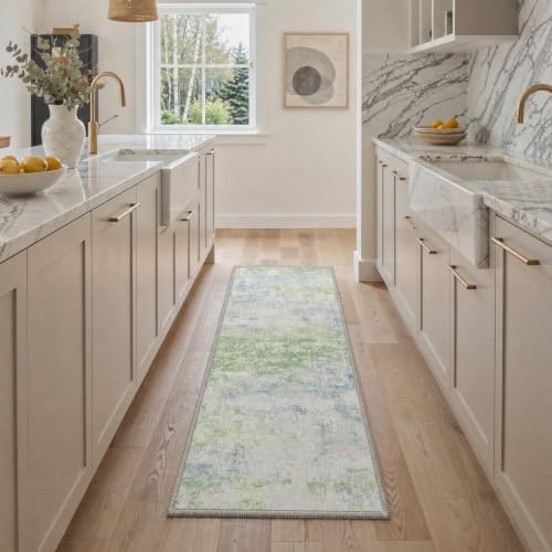BEIMO 6x9 Area Rug for Bedroom, Light Green Washable Abstract Non Slip Rug