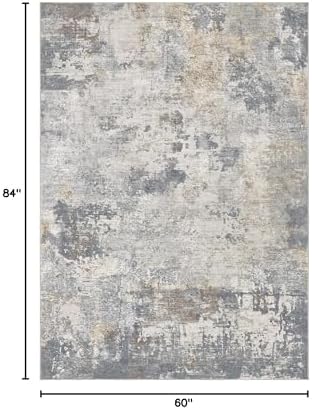 UERMEI 5x7 Area Rug Living Room Rugs - Washable Neutral Modern Abstract Soft Thin Large Rug Indoor Floor No Slip Rug Carpet for Bedroom Under Dining Table Home Office Decor - Blue Grey