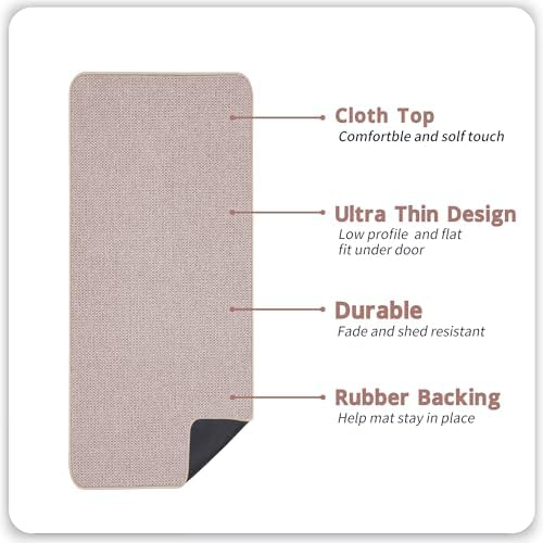 Bosap Bath Mat,Ultra Thin Bathroom Runner Rugs,Large Bath Mats for Bathroom,Quick Dry,Non-Slip,Machine Washable,Low Pile,Bath Rug,Shower Outside,Sink,Home Decor Accessories.Beige,3'x5'(36x60inch)