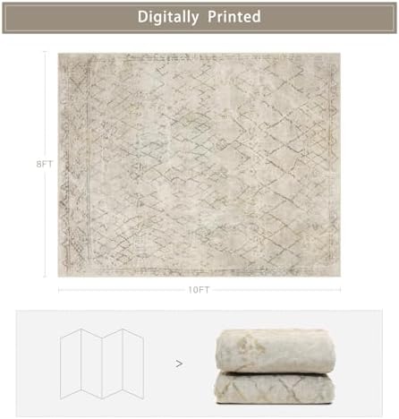 8x10 Washable Area Rugs for Living Room,Bedroom,Dining Room- Morocco Camel