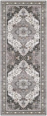 BEIMO Runner Rug for Hallway Kitchen, 2x10 Machine Washable Runners Rug for Entryway, Soft Modern Vintage Boho Throw Rugs, Low Pile Floor Cover with Non Slip Backing, Dark Gray