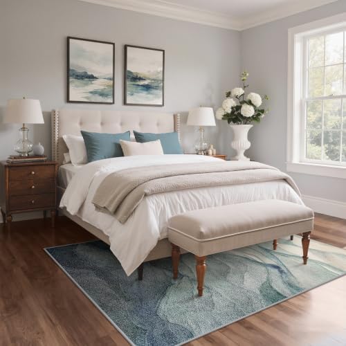 BEIMO 8x10 Area Rugs for Bedroom, Dusty Teal Washable Abstract Rug