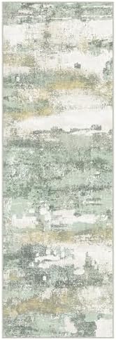 BEIMO 2'6"x12 Green Abstract Runner Rug, Washable Non-Slip for Hallway
