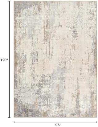 UERMEI 8x10 Washable Area Rug - Neutral Modern Abstract Living Room Rugs, Non-Slip Soft Large Indoor Floor Carpet for Bedroom Home Office & Under Dining Table Decor, Light Brown/Gray