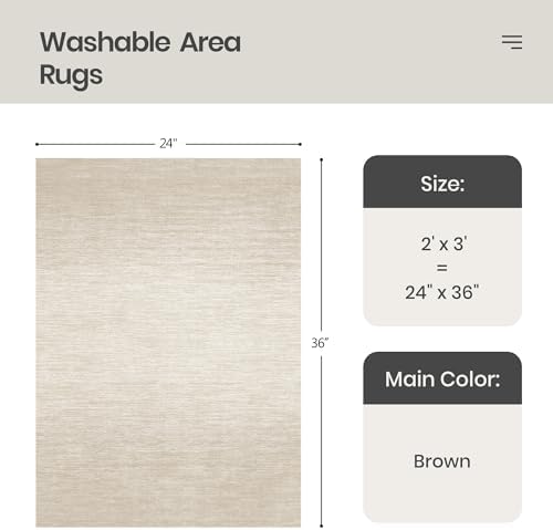Valenrug 2x3 Rug Non Slip, Small Washable Entryway Rug for Bedroom, Brown