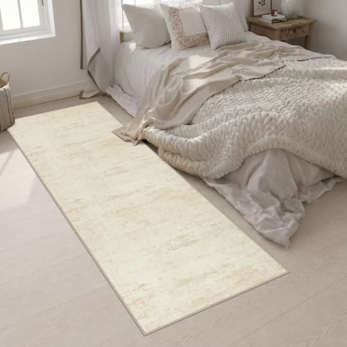 3x10 Washable Runner Rug：Modern Abstract Kitchen Soft Carpet Beige