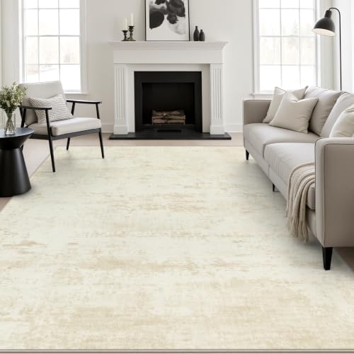 5x8 Area Rug Living Room: Modern Washable Indoor Soft Carpet Beige