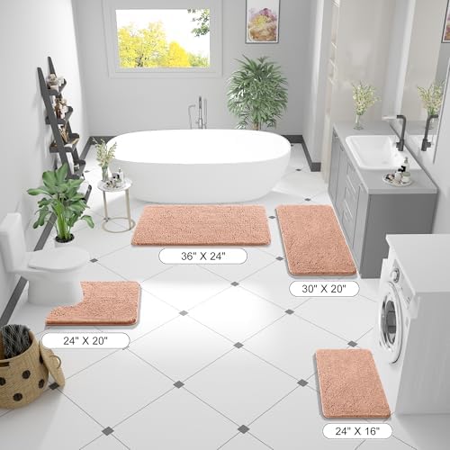 OLANLY Bathroom Runner Rugs 40x24, Extra Soft Absorbent Chenille Bath Rugs