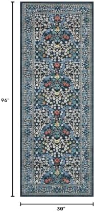 GarveeHome Blue Floral 2.5x8 Washable Kitchen Runner Rug