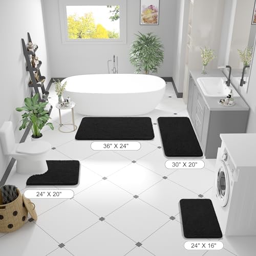 OLANLY Bathroom Runner Rugs 47x24, Extra Soft Absorbent Chenille Bath Rugs