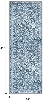 Washable Vintage 2x7 Runner Rug Non Slip Runners for Hallway