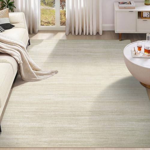 UERMEI 7x9 Washable Area Rug - Neutral Modern Abstract Living Room Rugs, Non-Slip Soft Large Indoor Floor Carpet for Bedroom Home Office & Under Dining Table Decor, Brown/Beige