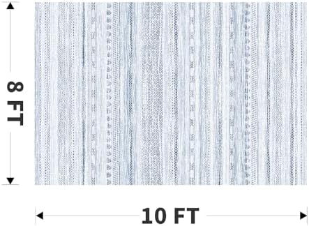 8x10 Area Rugs for Living Room Machine Washable Rug Distressed Indoor Carpet Neutral Moroccan Boho Rug Ultra Soft Area Rug for Bedroom Dining Room Playroom Office, Blue