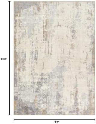 UERMEI 6x9 Area Rug Living Room Rugs - Washable Neutral Modern Abstract Soft Thin Rug Indoor Floor No Slip Rug Carpet for Bedroom Under Dining Table Home Office Decor - Light Brown/Gray