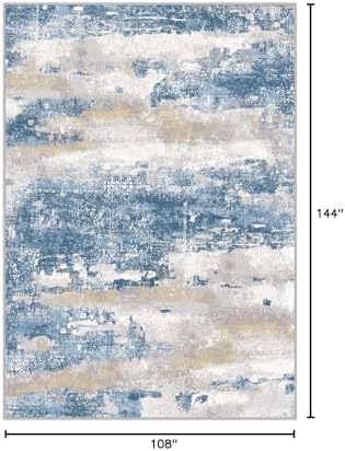 BEIMO Area Rugs 9x12 for Living Room, Blue Cream Washable Abstract Rug