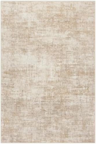 4x6 Area Rugs for Living Room: Washable Abstract Beige Bedroom Carpet