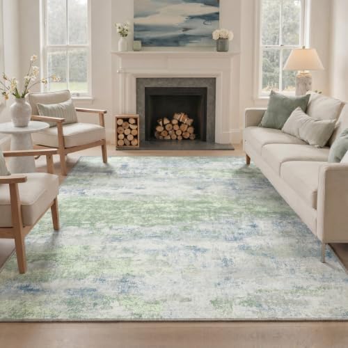 BEIMO 6x9 Area Rug for Bedroom, Light Green Washable Abstract Non Slip Rug