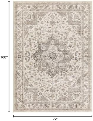 cotiled 6x9 Area Rug for Living Room, Washable, Traditional, Light Brown